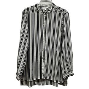 Spense Womens Blouse Size S Black & White Striped Button Up Long Sleeve Top